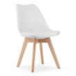 Set 4 scaune bucatarie/living, Artool, Mark, PP alb, picioare lemn natur, 49x43x82 cm