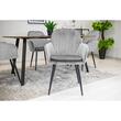 Set 6 scaune tip fotoliu bucatarie/living, Artool, Lugo, catifea argintie, picioare metal negru, 57.5x56.5x86.5 cm