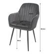 Set 6 scaune tip fotoliu bucatarie/living, Artool, Lugo, catifea argintie, picioare metal negru, 57.5x56.5x86.5 cm