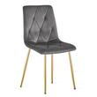 Set 6 scaune bucatarie/living, Artool, Libra, catifea gri inchis, picioare metal auriu, 45x54x86.5 cm