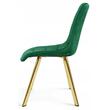 Set 4 scaune bucatarie/living, Artool, Cieza, catifea verde, picioare metal auriu, 49x60x87 cm