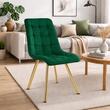 Set 4 scaune bucatarie/living, Artool, Cieza, catifea verde, picioare metal auriu, 49x60x87 cm