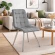 Set 4 scaune bucatarie/living, Artool, Cieza, catifea gri deschis, picioare metal argintiu, 49x60x87 cm