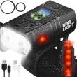 Set stop si far pentru bicicleta, 2xCREE LED T6,  6/7 moduri iluminare, aluminiu si ABS, incarcare USB, 6.5x4x5 cm, Trizand 