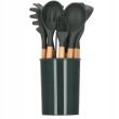 Set ustensile bucatarie, silicon si bambus, grafit, 12 piese, Springos