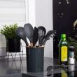 Set ustensile bucatarie, silicon si bambus, grafit, 12 piese, Springos