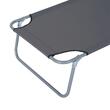 Sezlong pentru gradina, metalic, cu parasolar, material Oxford, gri, 187x58x50 cm, Evelyn