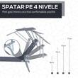 Sezlong pentru gradina, metalic, cu parasolar, material Oxford, gri, 187x58x50 cm, Evelyn