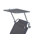 Sezlong pentru gradina, metalic, cu parasolar, material Oxford, gri, 187x58x50 cm, Evelyn
