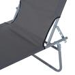 Sezlong pentru gradina, metalic, cu parasolar, material Oxford, gri, 187x58x50 cm, Evelyn