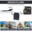 Sezlong pentru gradina, metalic, cu parasolar, material Oxford, negru, 187x58x50 cm, Evelyn
