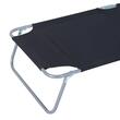 Sezlong pentru gradina, metalic, cu parasolar, material Oxford, negru, 187x58x50 cm, Evelyn
