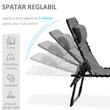 Sezlong pentru gradina, metalic, reglabil, cu tetiera, buzunar lateral, gri, 185x58x30 cm, Chan