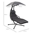 Sezlong pentru gradina, tip leagan, metalic, cu parasolar, gri, 190x115x190 cm