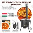 Soba cu ceaun/tuci, cu burlane, 36 cm, ceaun de 13 L, polonic, lingura de lemn, Artool
