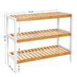Suport depozitat incaltaminte, Artool, 3 polite, lemn bambus, alb si natur, 70x26x55 cm