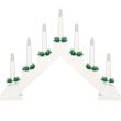 Suport lemn 7 lumanari, LED, alb cald, alb, IP20, 2xAA, 39.5x30.5 cm