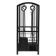 Suport lemne semineu, 2 nivele, cu 4 accesorii 60 cm, otel, 40x30x73 cm