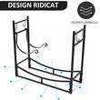 Suport lemne semineu pentru interior/exterior, metalic, negru, cu 4 accesorii, 2 carlige detasabile, 84x33x76 cm