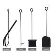 Suport lemne semineu pentru interior/exterior, metalic, negru, cu 4 accesorii, 2 carlige detasabile, 84x33x76 cm