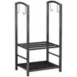 Suport lemne semineu pentru interior/exterior, metalic, negru, cu 4 accesorii, 2 nivele, 40x30x74.5 cm