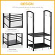Suport lemne semineu pentru interior/exterior, metalic, negru, cu 4 accesorii, 2 nivele, 40x30x74.5 cm