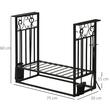Suport lemne semineu pentru interior/exterior, metalic, negru, cu 4 accesorii, baza inaltata, 75x30x60 cm
