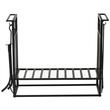 Suport lemne semineu pentru interior/exterior, metalic, negru, cu 4 accesorii, baza inaltata, 75x30x60 cm
