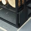 Suport lemne semineu pentru interior/exterior, metalic, negru, cu 4 accesorii, baza inaltata, 75x30x60 cm