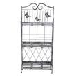 Suport metalic pentru ghivece flori gradina, 3 polite, argintiu, 44x25x96 cm