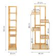 Suport pentru ghivece de flori, lemn, 5 niveluri, 6 locuri, 40x20x102 cm, Springos