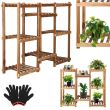 Suport pentru ghivece de flori, lemn, 5 niveluri, 8 locuri, 85x25x70 cm, Springos