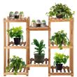 Suport pentru ghivece de flori, lemn, 5 niveluri, 8 locuri, 85x25x70 cm, Springos