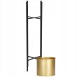 Suport pentru ghivece de flori, rotund, metalic, negru si auriu, 18x82 cm, Springos
