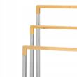 Suport pentru prosoape de baie, metalic + bambus, 3 brate, argintiu, 45x21.5x84 cm, Springos