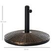 Suport pentru umbrela 35/38/48 mm, rotund, HDPE, metal, imitatie ratan, maro, 53x35.5 cm