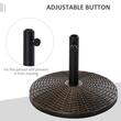Suport pentru umbrela 35/38/48 mm, rotund, HDPE, metal, imitatie ratan, maro, 53x35.5 cm