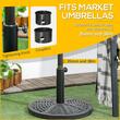 Suport pentru umbrela 38-48 mm, rotund, HDPE, imitatie ratan, negru, 45x33 cm