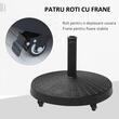Suport pentru umbrela 38-48 mm, cu roti, rotund, HDPE, imitatie ratan, negru, 52x41 cm