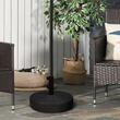 Suport pentru umbrela 38-48 mm, rotund, HDPE si otel, imitatie ratan, negru, 51x36 cm