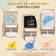 Tabla tip sevalet pentru desen/pictura, cu 2 fete, 3 in 1, 2 compartimente, 58x50.5x109 cm