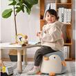 Taburet pentru copii, model pinguin, textil, lemn, gri si alb, max 50 kg, 28x34 cm, Chomik