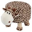 Taburet pentru copii, rotund, model girafa, textil, lemn, max 50 kg, 28x25 cm, Chomik