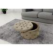 Taburet, rotund, cu spatiu depozitare, catifea, bej, max 80 kg, 55x30 cm, Alia, Akord
