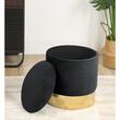 Taburet, rotund, cu spatiu depozitare, catifea, negru, max 80 kg, 39x40 cm, Golden, Akord