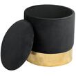 Taburet, rotund, cu spatiu depozitare, catifea, negru, max 80 kg, 39x40 cm, Golden, Akord