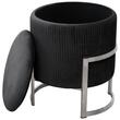 Taburet, rotund, cu spatiu depozitare, catifea, negru, max 80 kg, 40x46 cm, Porto, Akord