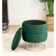 Taburet, rotund, cu spatiu depozitare, catifea, verde, max 80 kg, 37x42 cm, Elza, Akord