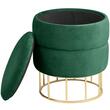 Taburet, rotund, cu spatiu depozitare, catifea, verde, max 80 kg, 37x42 cm, Elza, Akord