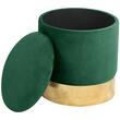 Taburet, rotund, cu spatiu depozitare, catifea, verde, max 80 kg, 39x40 cm, Golden, Akord